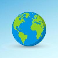 Planet Earth icon. Realistic Earth globe earth illustration with world map vector