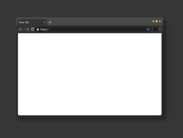 Realistic template of empty browser page. White internet window and grey toolbar. Vector