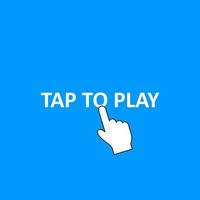 Tap to Play on blue background. Click or push button. Finger pushing. Pointer icon. Vector