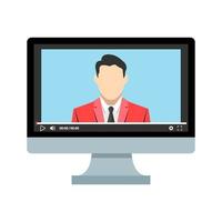 Online education when you stay at home. Internet access for distance learning. Video player on computer screen vector