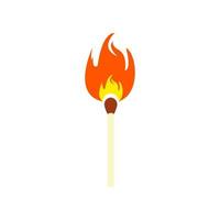 Burning safety match icon. Colored match with flame. Vector