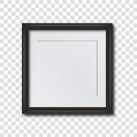 Blank photo frame on the wall. Realistic square empty picture frame on transparent background vector