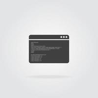 Programming window with code of CSS. Web browser page with code on grey background. Vector