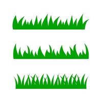 Set of grass. Green grass on white background. Cartoon lawn pattern. Vector