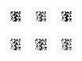 Set of various types of qr code. Various qr code structure. Dot, line, pixel, square. Vector