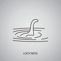 Loch Ness icon on grey background. Scotland, Highland. Line icon vector