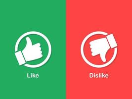 Thumbs up and down icon. White like and dislike icon. Do and Don't symbols vector