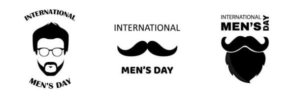 Set international men's day. Greeting card with mustache. Postcard icon vector