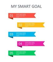 SMART goals infographic. Four steps to reach your goal. Target setting. Vector