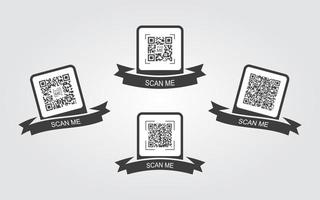 Collection creative concept qr code icon. Scan me. Frame with ribbon for qr code. Vector