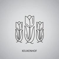 Keukenhof icon on grey background. Netherlands, Lisse. Line icon vector