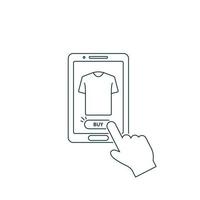 Online shopping lin icon. Push button. Buy clothes on place market. Vector