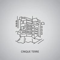 icono de cinque terre sobre fondo gris. italia, riomaggiore. icono de línea vector