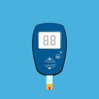 Dispositivo de medición de glucosa para diabéticos. pantalla vacía para el valor. esfera en blanco. controlar el nivel de azúcar en la sangre en casa. vector