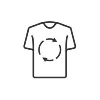 icono de lavandería y limpieza en seco. concepto de segunda mano. icono de camiseta con icono de línea de reciclaje. vector