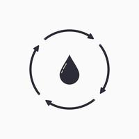 Water balance concept. Drop icon with arrow. Water level. Circulating water. Vector