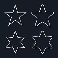 Set realistic silver geometric figures. Star shapes with shadow vector