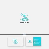 simple outline yacht logo minimalist modern vector