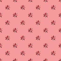 Seamless pattern with geometric flowers ornament. Mini elements in pink and red tones. Floral wallpaper. vector
