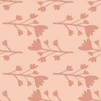 Pink colored seamless floral pattern with branches and flowers. Creative minimalistic style. vector