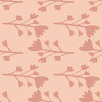 Pink colored seamless floral pattern with branches and flowers. Creative minimalistic style. vector