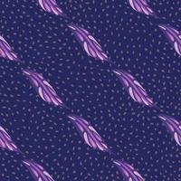 Creative abstract nature seamless pattern with diagonal leaf ornament in purple color. Dotted background. vector