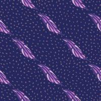 Creative abstract nature seamless pattern with diagonal leaf ornament in purple color. Dotted background. vector