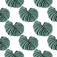 Isolated seamless pattern with tropical leaves monstera print. Botanic ornament in blue and green colors. vector