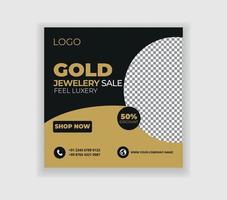 venta de joyas de oro diseño de publicaciones en redes sociales vector