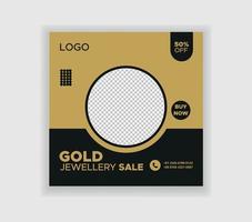 gold jewellery sale social media post template vector