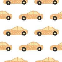 Taxi seamless pattern. Doodle cars vector illustration.