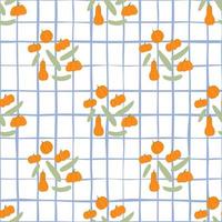 Simple minimalism food pumpkin and zucchini seamless pattern. White background with orange and grey vegetable elements. vector