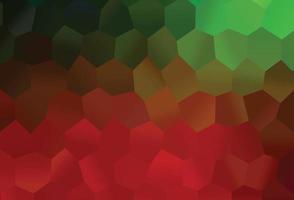 Dark Green, Red vector background with hexagons.