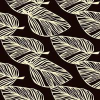 Gold leaf seamless pattern on black background. Tropical pattern, palm leaves seamless vector