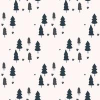Isolated simple forest fir tree seamless pattern. Monochrome design with black nature ornament on white background. vector