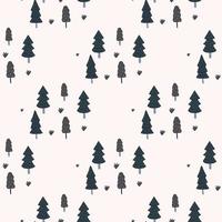 Isolated simple forest fir tree seamless pattern. Monochrome design with black nature ornament on white background. vector