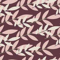 Random seamless pattern with botanic elements. Lilac and light branches on purple background. vector