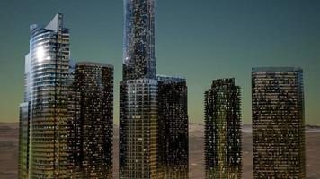 City Skyscrapers at Night in Desert photo