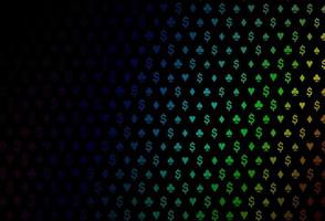 Dark multicolor, rainbow vector cover with symbols of gamble.