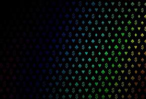 Dark multicolor, rainbow vector cover with symbols of gamble.