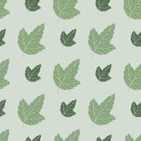 Floral seamless leaves pattern with pastel green leaves silhouettes. Grey background. vector