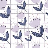 Cute little flowers seamless pattern on stripes background. Hand drawn floral wallpaper. vector