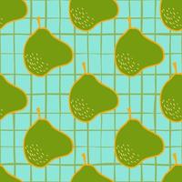 Doodle pear seamless pattern. Hand drawn botanical backdrop. vector