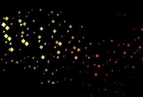 Dark orange vector background with triangles, circles, cubes.