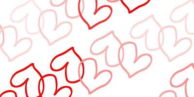 Light Red vector background with hearts.