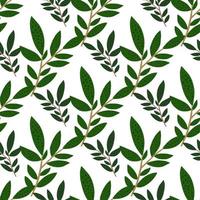 Geometric hand drawn forest foliage branches seamless pattern. Botanical background. Twigs and leaves wallpaper. vector