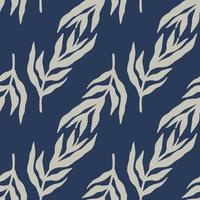 Jungle plants leaves seamless pattern on blue background. Vintage style tropical leaf wallpaper. vector