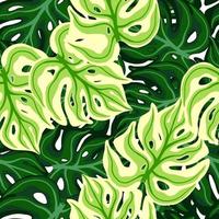 Creative seamless pattern with monstera leaves. Foliage tropical backdrop. vector