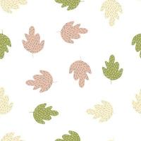 Decorative oak seamless pattern isolated on white background. vector