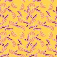 Random seamless pattern with little poppy flowers print. Yellow bright background. Floral elements. vector